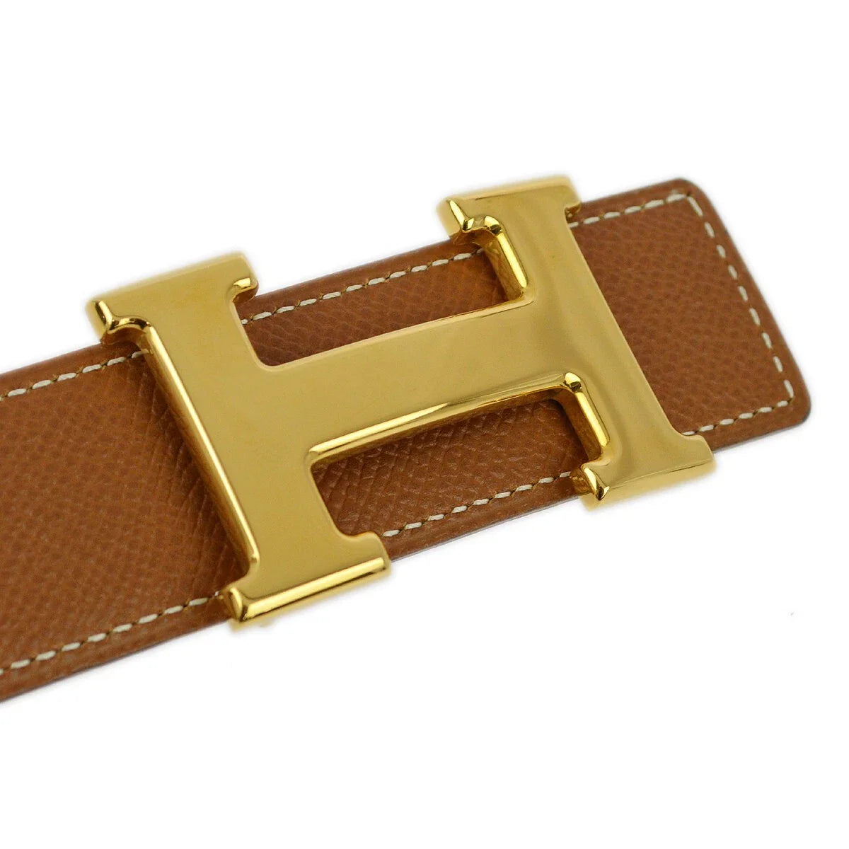 Cinto Hermes Brown Gold Logo
