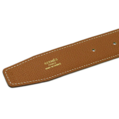 Cinto Hermes Brown Gold Logo