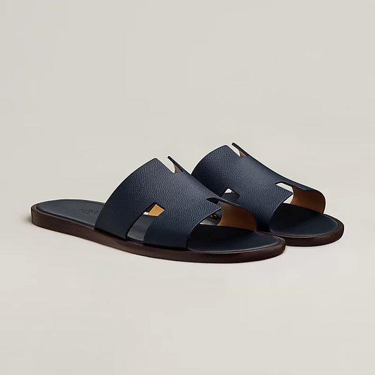 Hermes Izmir Sandal Blue Marine Smooth Calfskin Leather