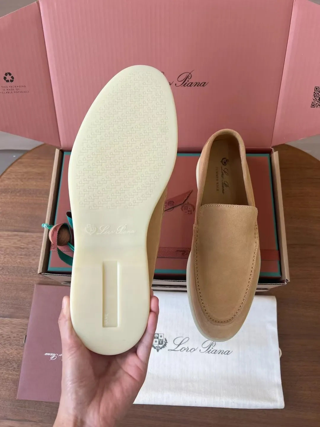 Mocassim Loro Piana Beige